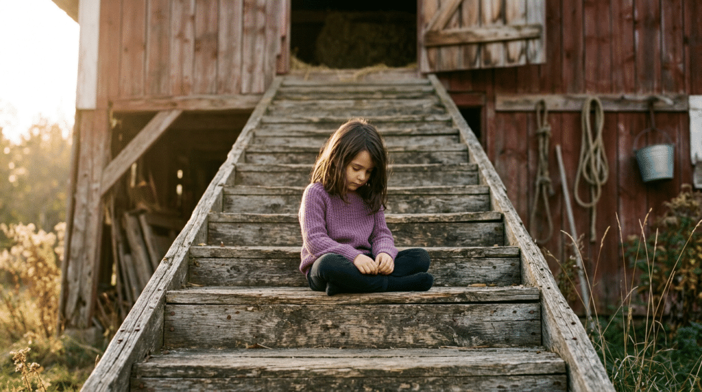 mädchen auf der treppe