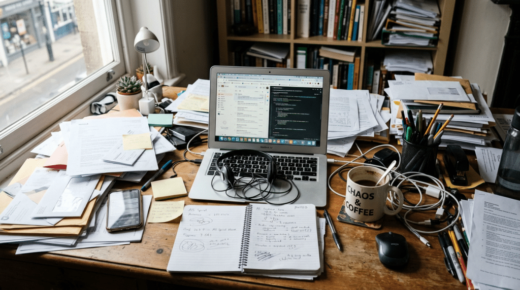 chaos auf dem schreibtisch