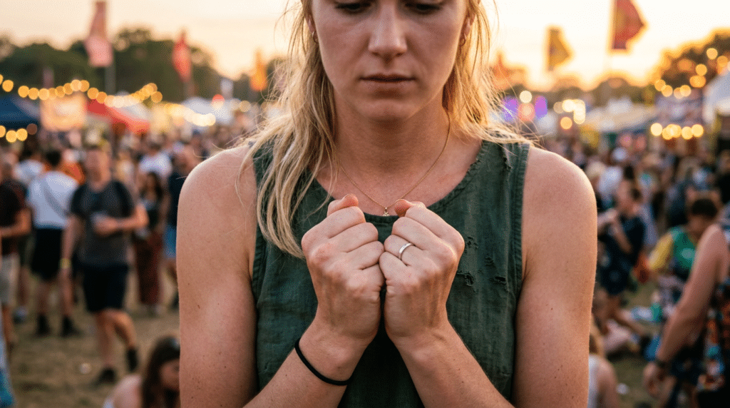 frau ballt die fäuste