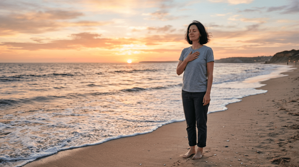 Wie du lernst dir selbst zu vertrauen frau steht am meer