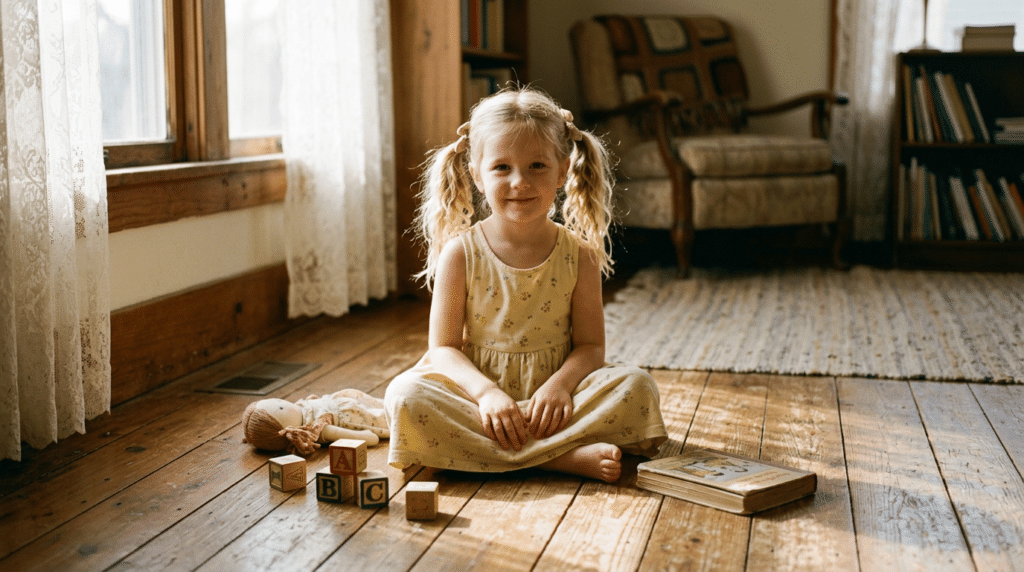 mädchen sitzt auf dem boden