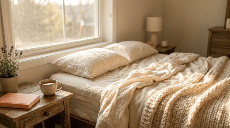 Sanftes Morgenlicht, langsame Morgenroutine im Sommer